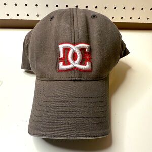 DC Shoes Flexfit Charcoal Hat with White & Red Emblem Logo Skate Skateboarding